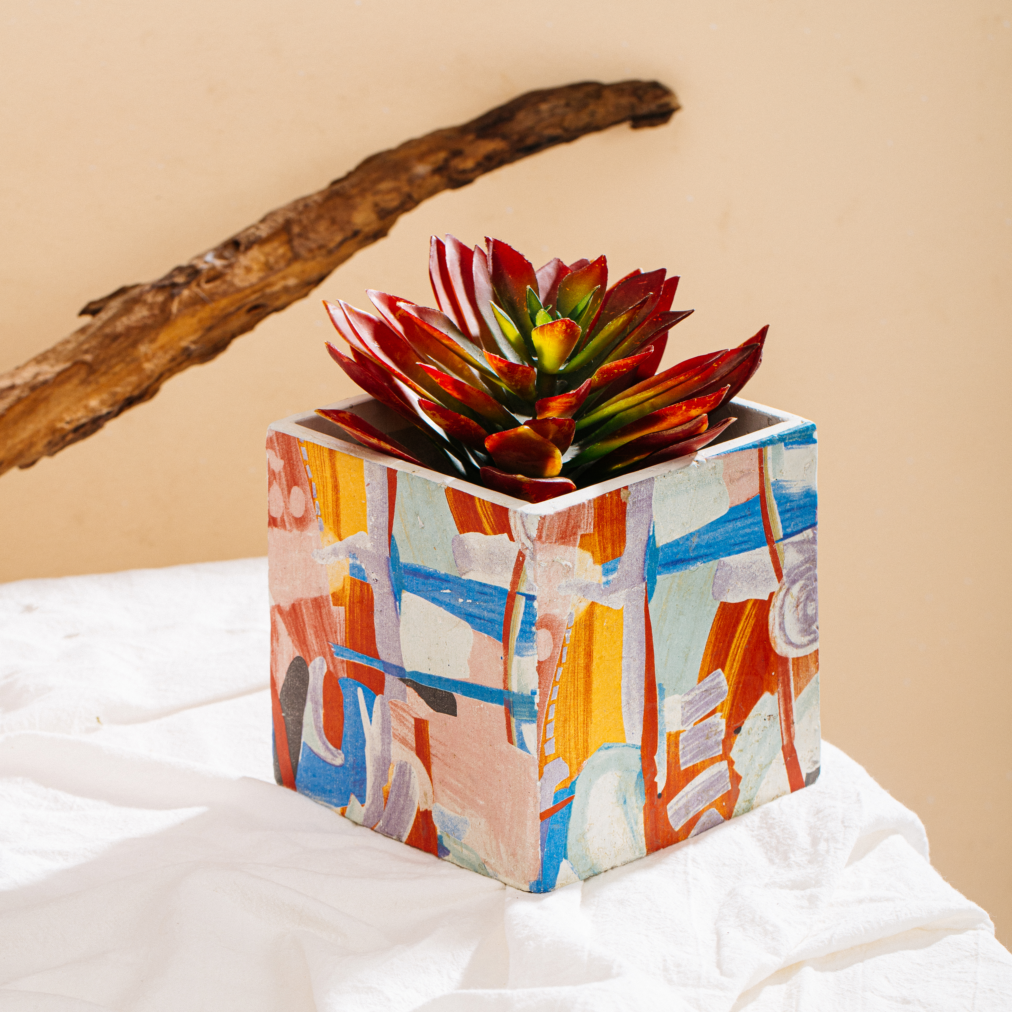 Fashion colorful balcony succulent flower pot home table decoration matte concrete cement plant pot
