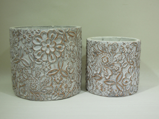 cement planters, embossing