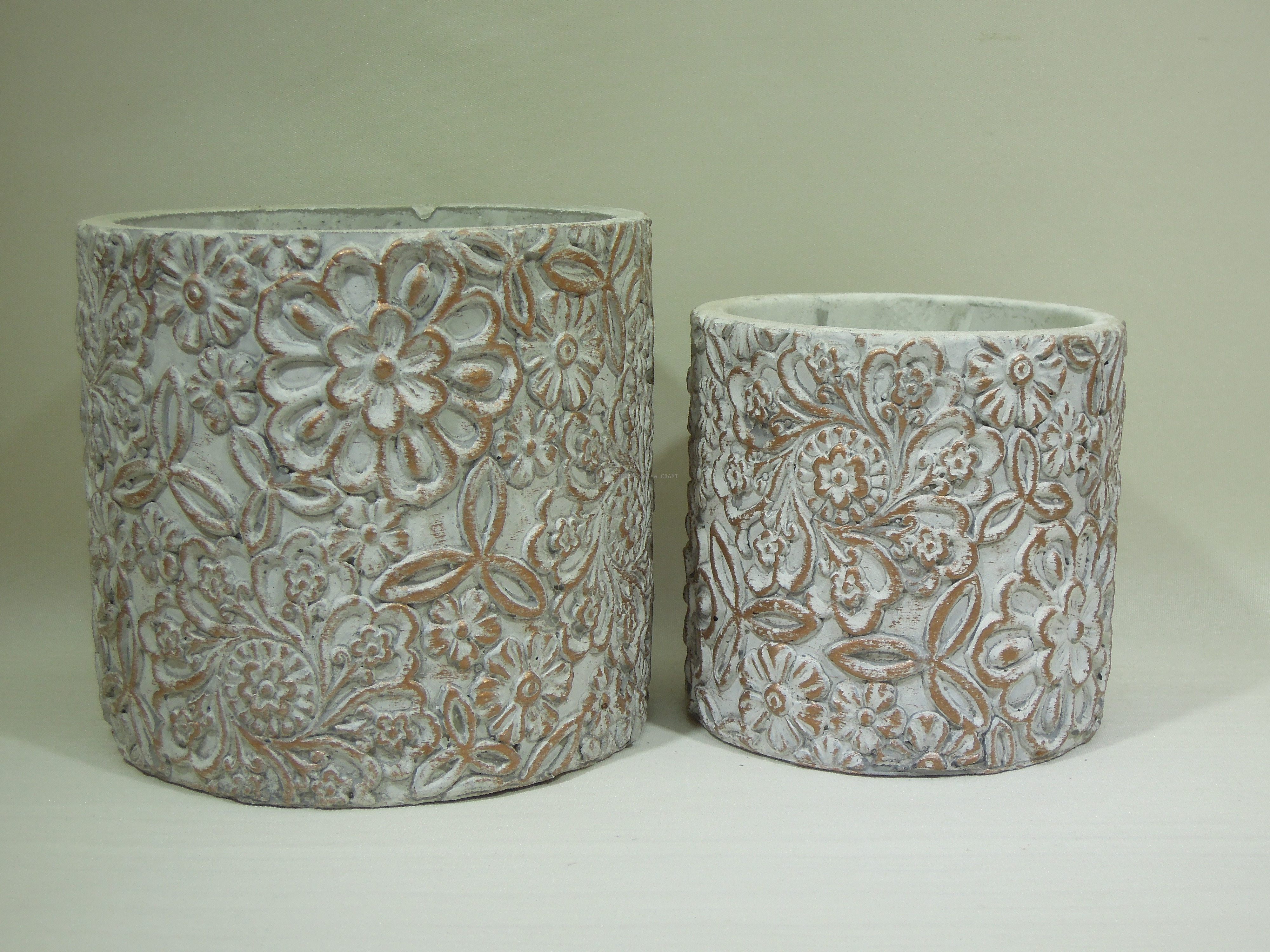 cement planters, embossing