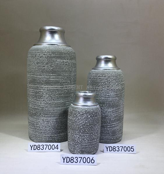 painted cement flowerpot for floral decoration