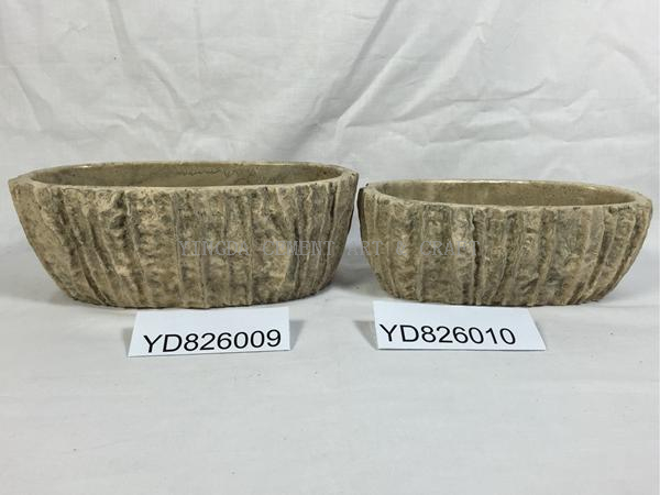Oval Loofah Concrete Planters
