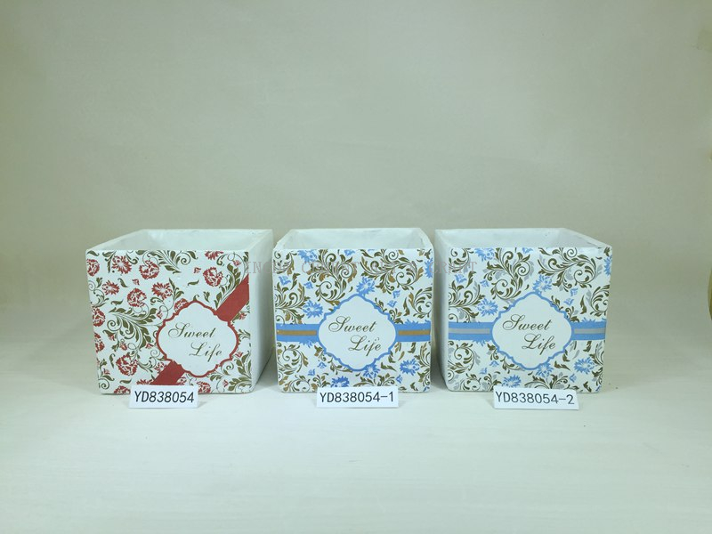 5.5" Printed Cement Square Planter Pots for Chrismas