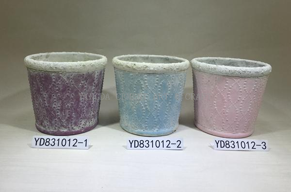 Colorful sculpture cement conical plant pots for home and garden