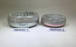 Metallic Bowl Round Concrete Planter
