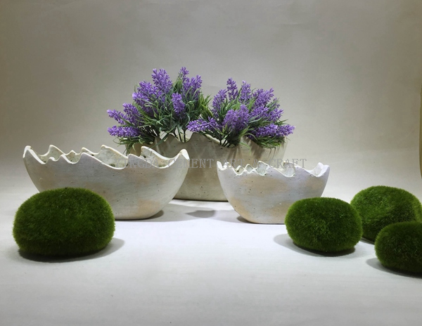 Egg Shape Cement Flower Pot