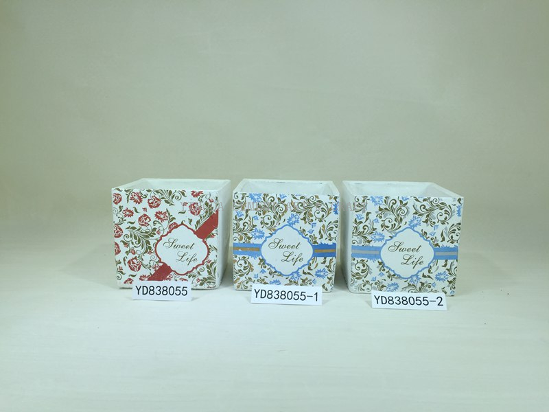 5.5" Printed Cement Square Planter Pots for Chrismas