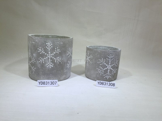 Snow Sculptural Concrete Christams Gift Round Plant Pots
