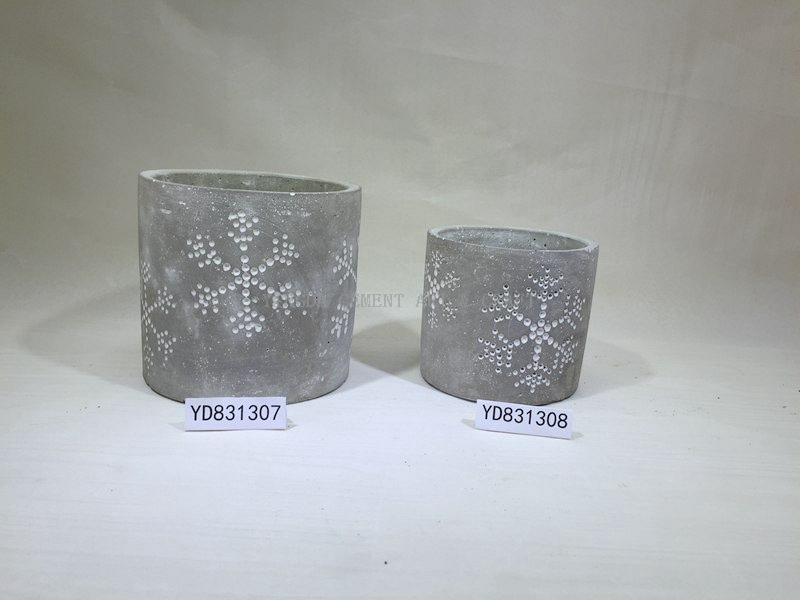 Snow Sculptural Concrete Christams Gift Round Plant Pots