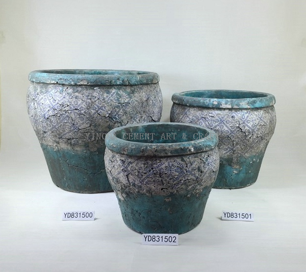 Silk Printed Pot Round Concrete flower pots