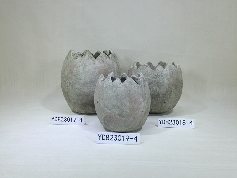 Egg Shape Moss Green Round Concrete Planter Pots