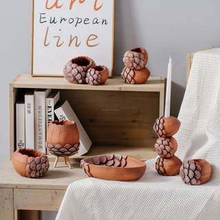 Natural Color Home Garden Decoration Cement Pine cone Decor and Cement Pot