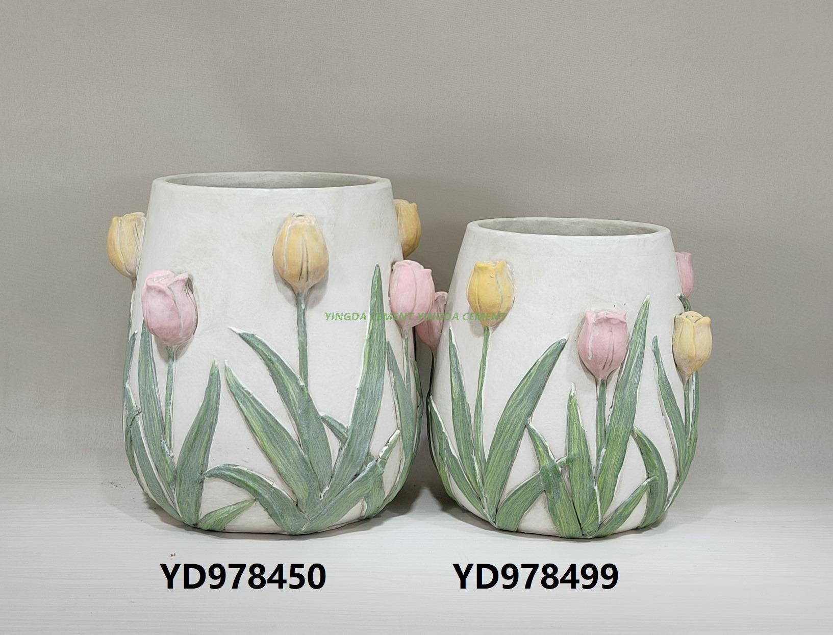Cement Tulip-shaped Flower Pot for Decoration 