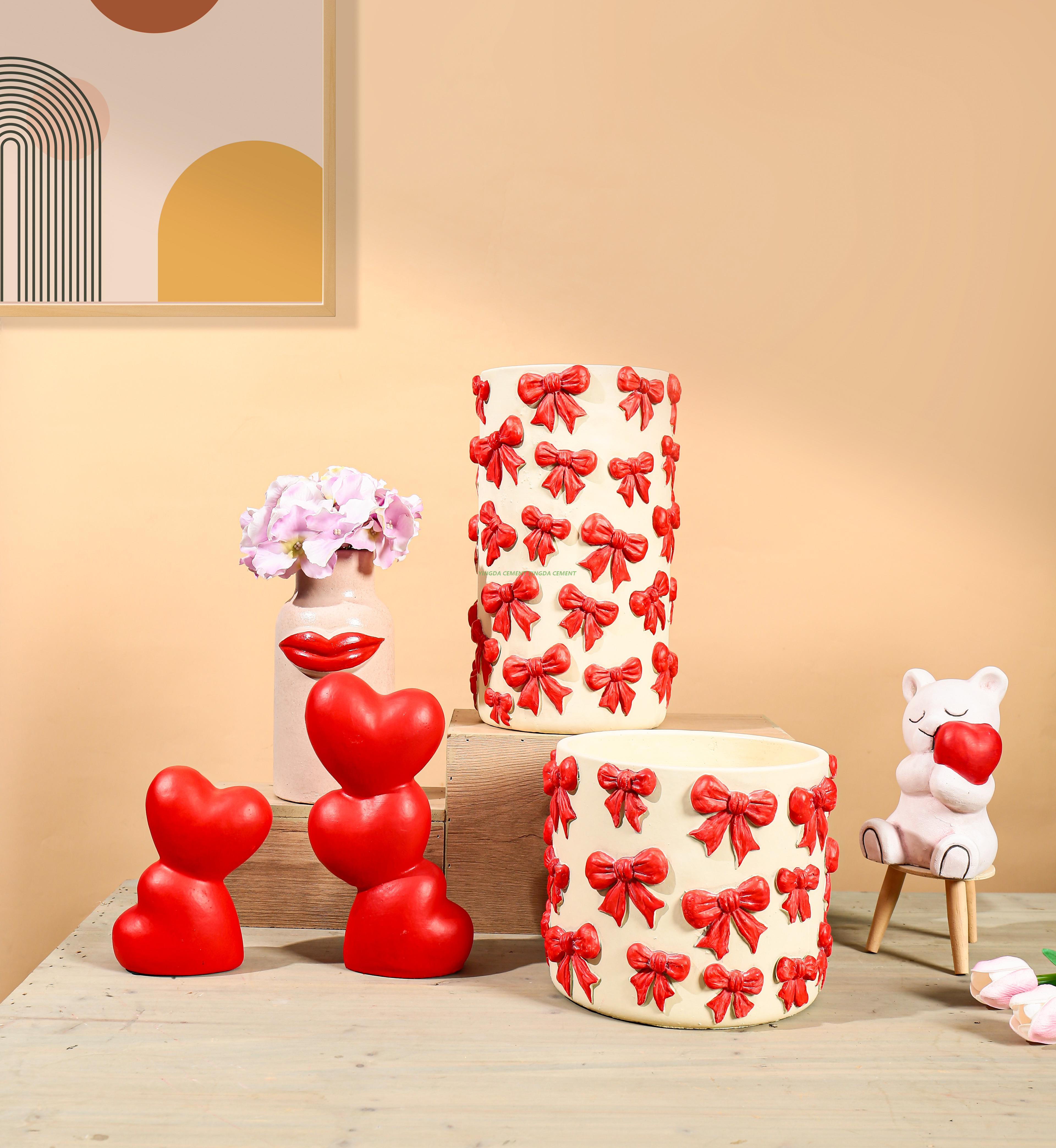 Heart Shape Vase Cement Flower Pot Succulent Plants Cement Molds Home Decor