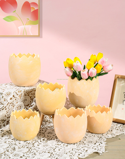 Wholesale Cement Flowerpot Green Plant Pot Egg Shape Cement Flower Pots