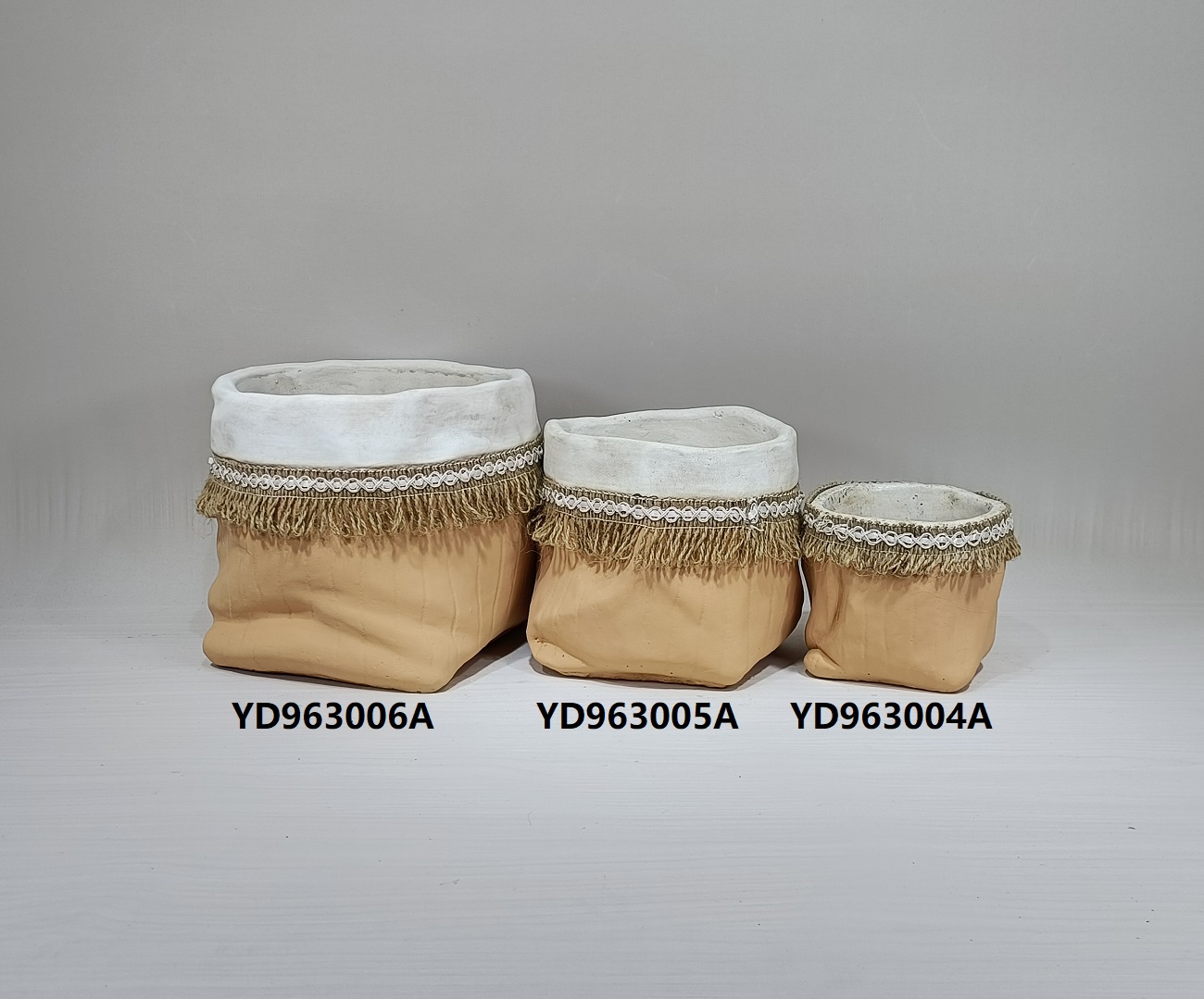 New product creative sack bag design wholesale succulent planter garden decoration cement flower pot