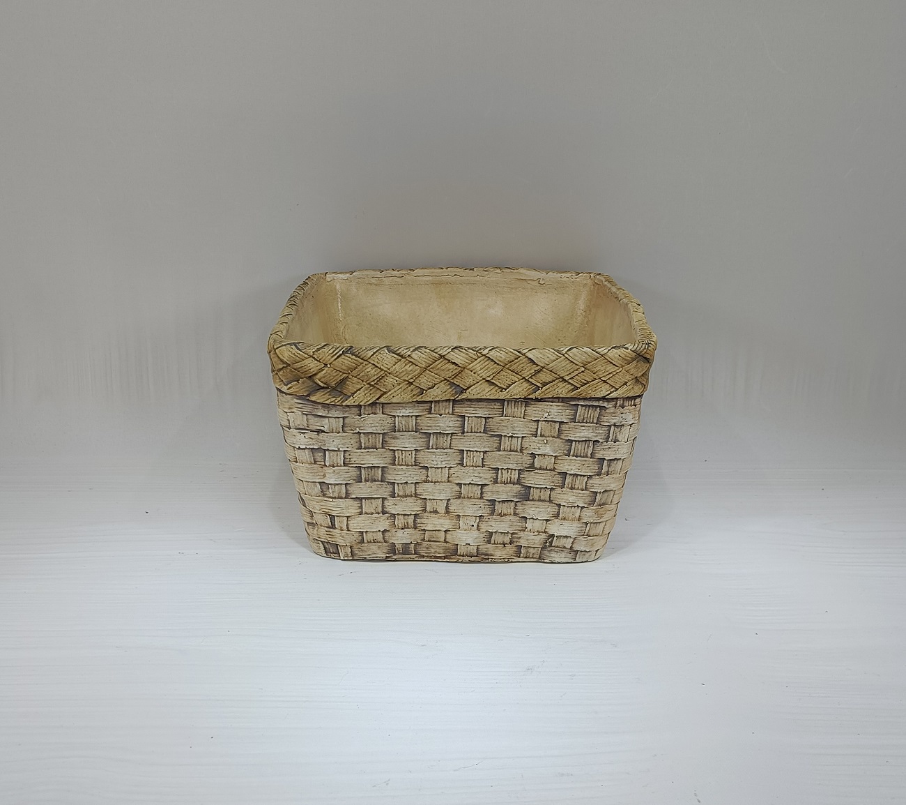 High quality garden decoration bamboo weaving design planters pots indoor home desktop cement flower pot