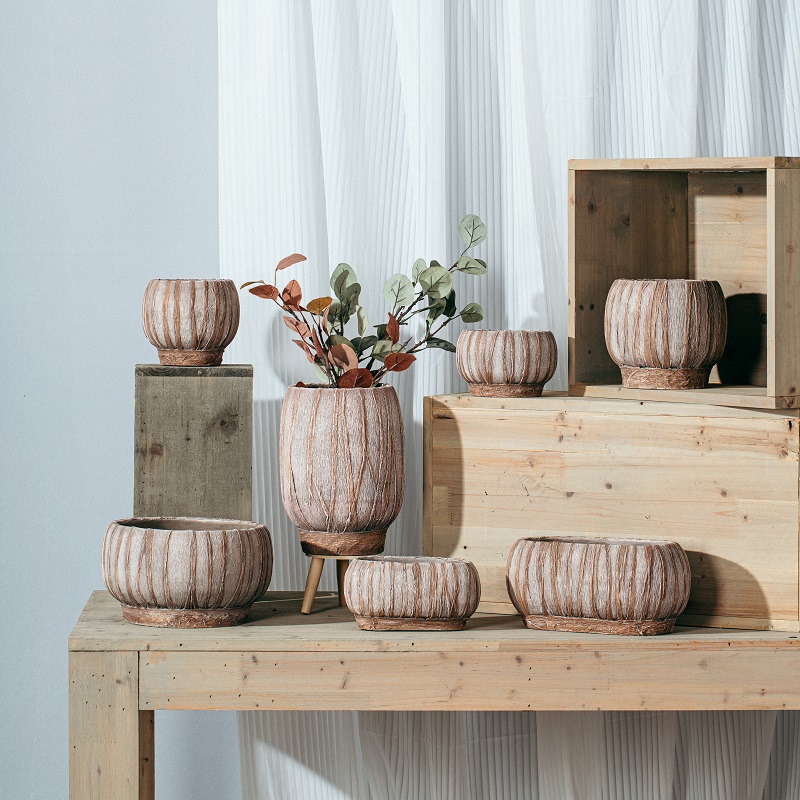 New arrival special kraft paper design flower vase matte cement vases for home decor