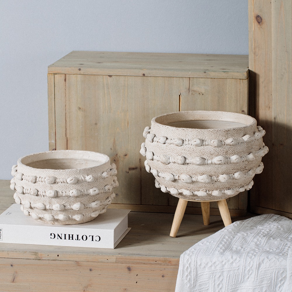 Nordic style cheap bulk matte cement cactus pots white flower pot for wedding decor