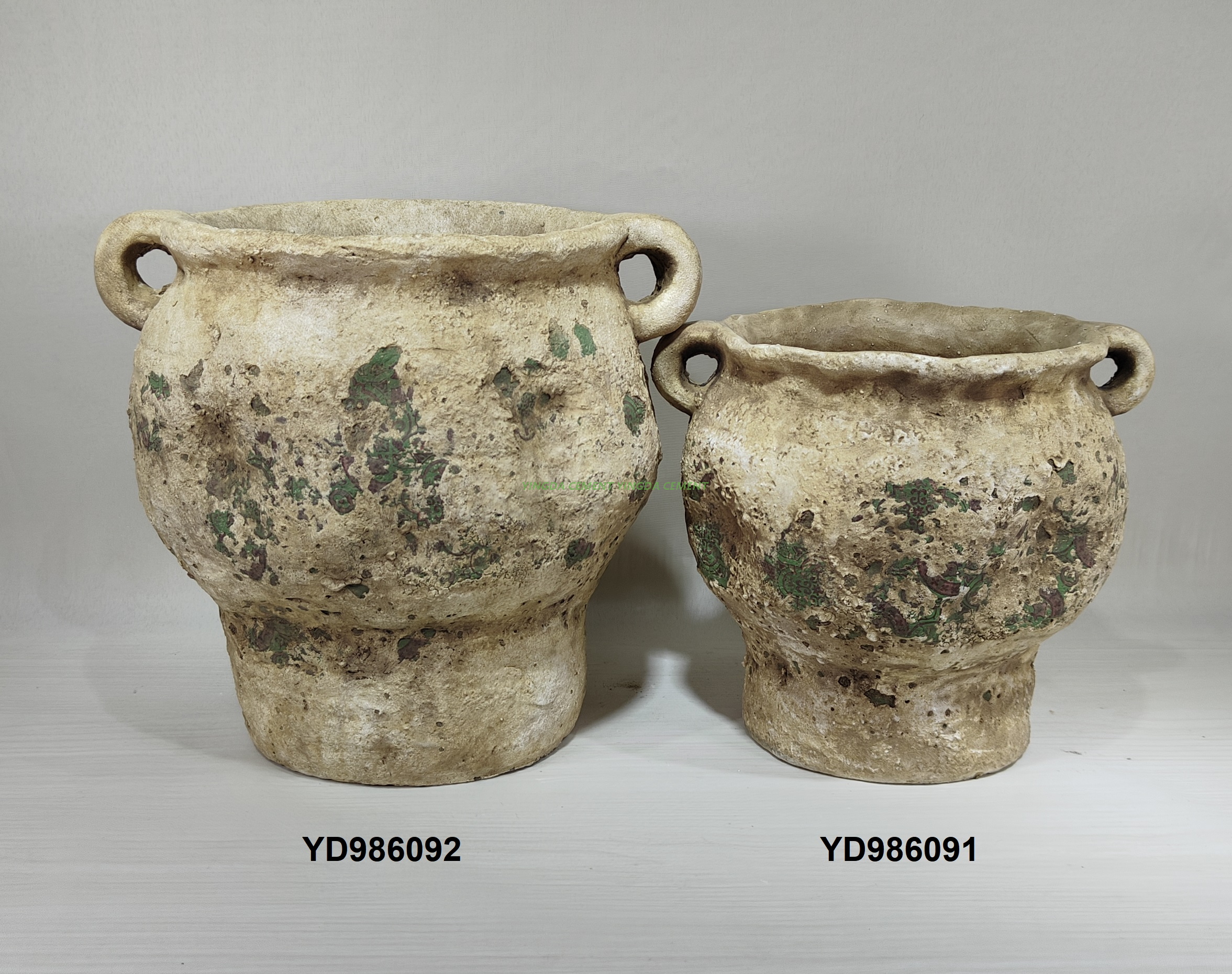 Chinese wholesale cheap different size home garden antique cement plant pot matte table flower pots planter