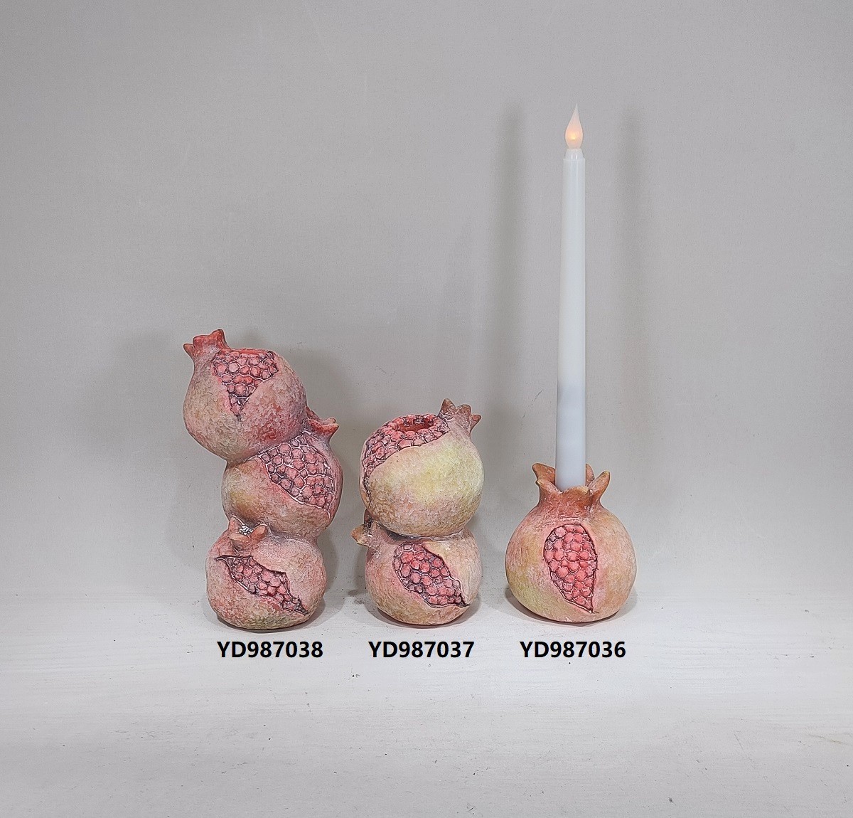  Embossed modern cement candle holder fruits design Pomegranate shape candle holder for gift crafts