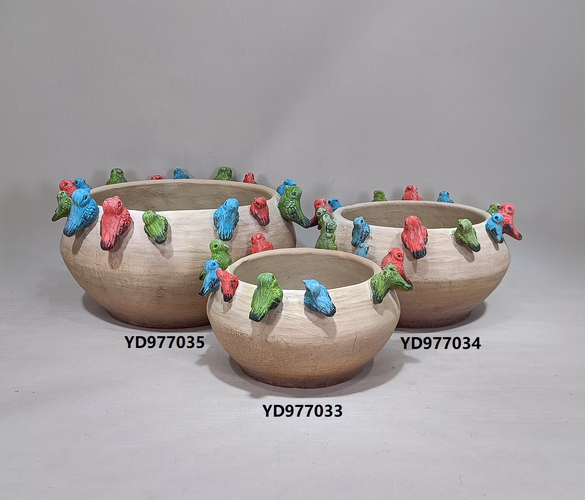 Many Birds embosses design home decorative concrete pots colorful cement flower pot