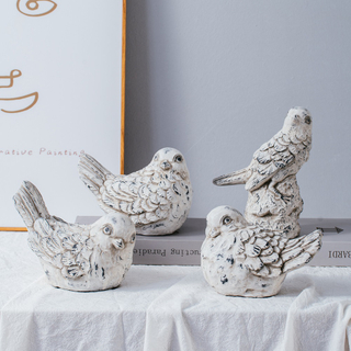 Old looking Bird design matte cement home decor animal shape decoration ornaments 