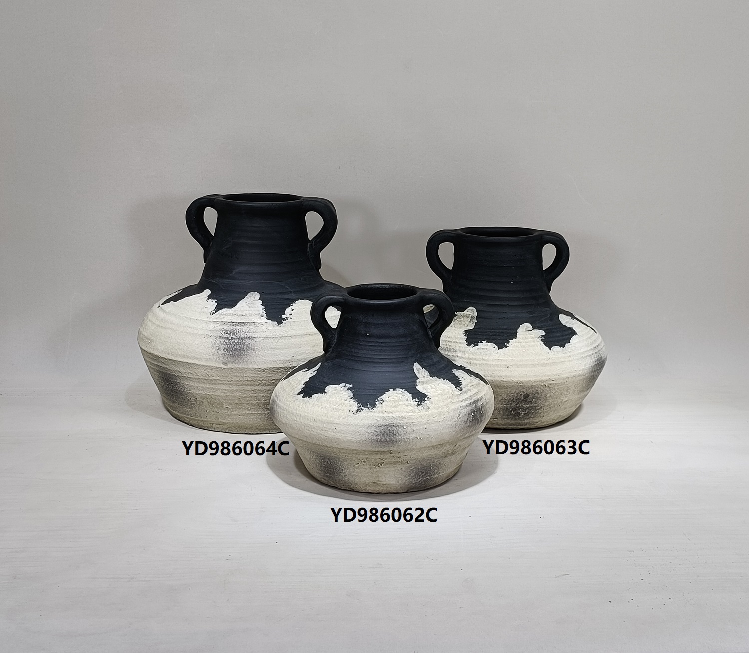 Village style cement plant pots Matte Succulent Planters Decorative Flower Pot with Double Handles