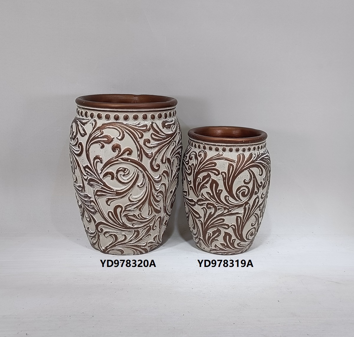 Retro style embossed concrete vase Vintage home decoration cement flower vase flower pot