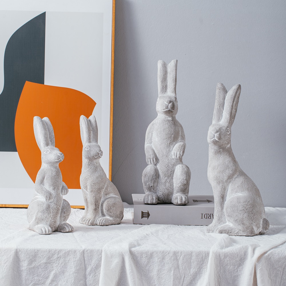 animal shape decoration ornaments Cute rabbit design matte cement home decor 