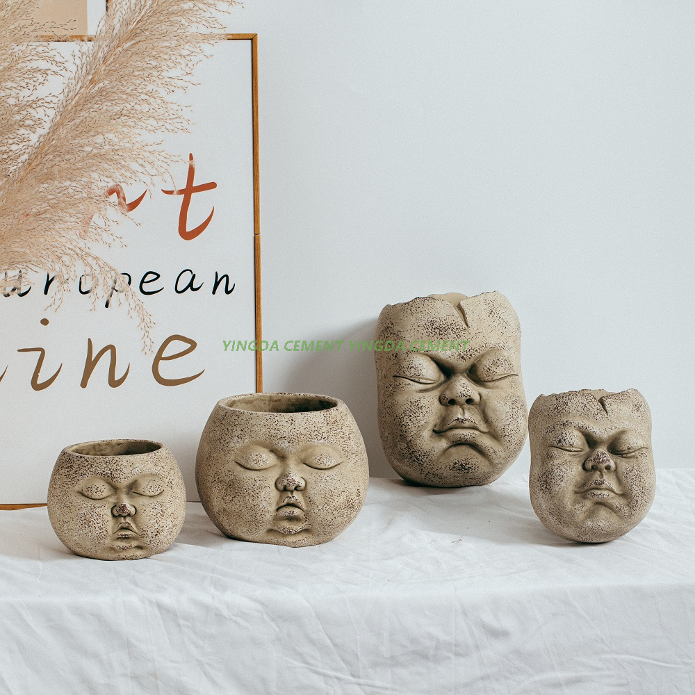 Wholesale Creative Design Matte Face Flower Pot Home Decorative Cement Succulent Planter Pot