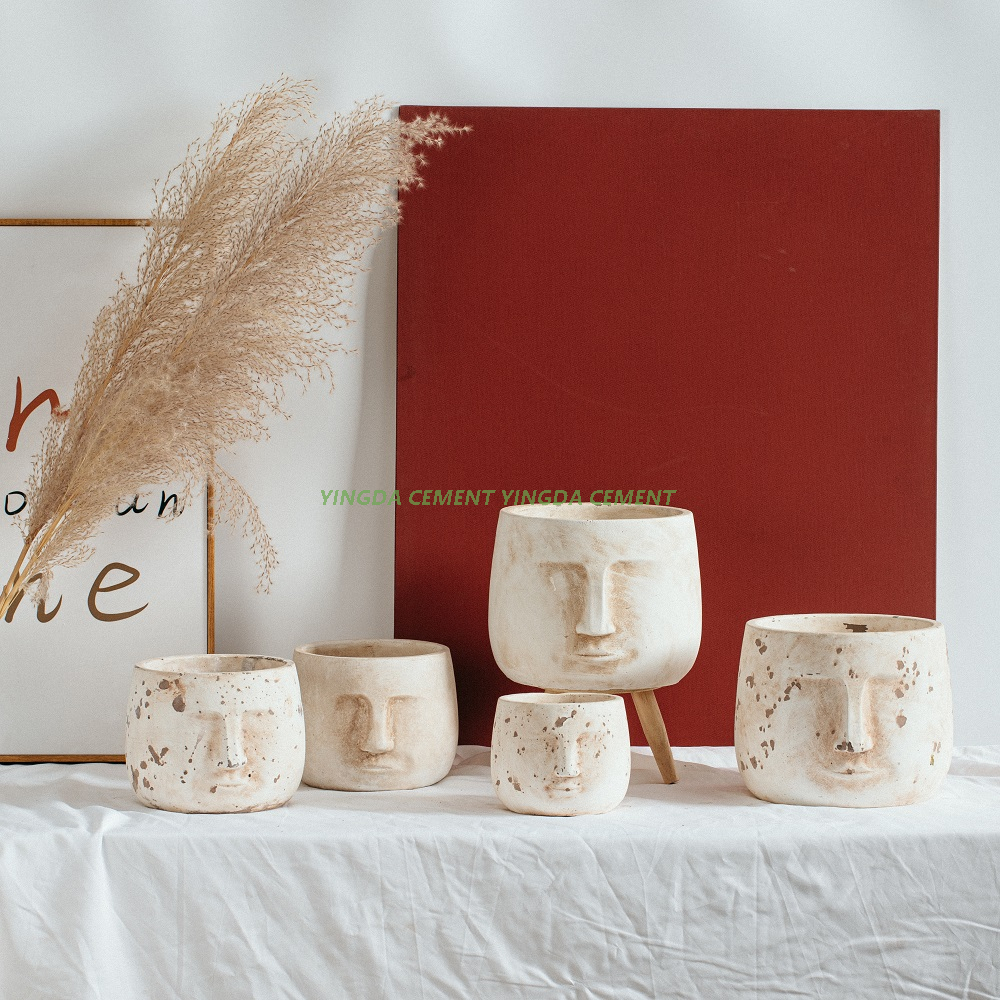 Hot Selling Product Cheap Matte Human Head Face Garden Planter Wedding Table Top Decorative Cement Plant Pot