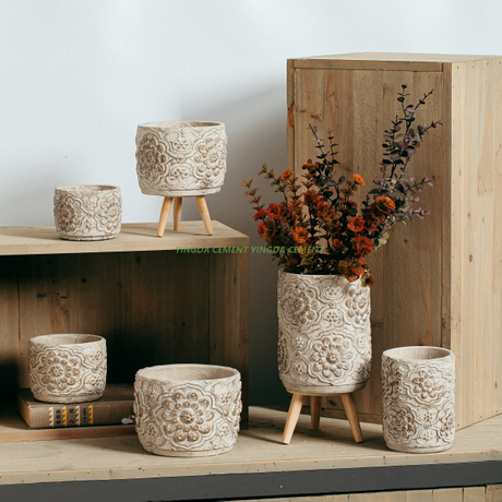 Nordic Style Different Sizes Decorative Home Decor Cement Flower Pot Indoor Garden Succulent Planter Pot