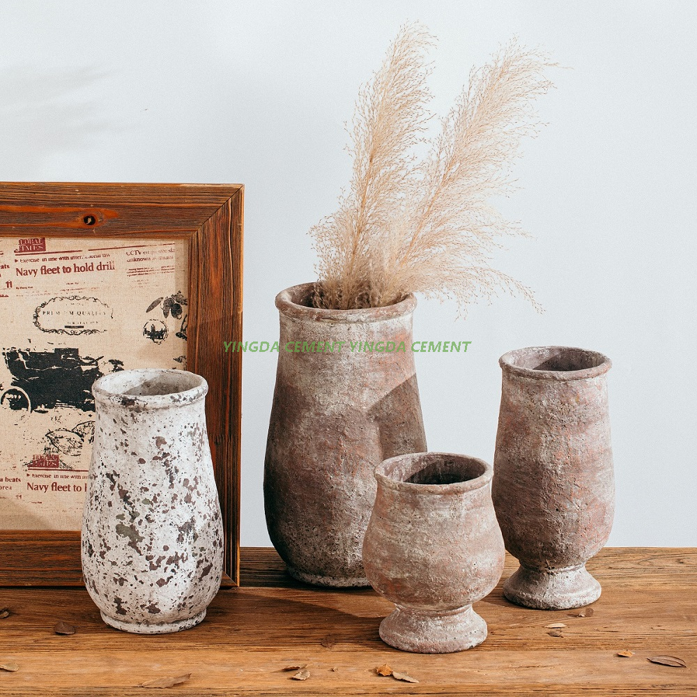 Home Garden Antique Cement Plant Pot Matte Table Flower Pots Planter