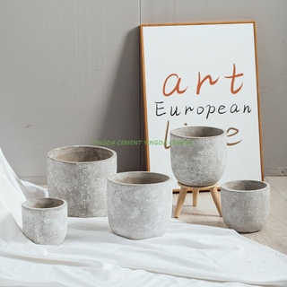 Cement Round Plant Pots Wedding Decoration Matte Cement Flower Pot