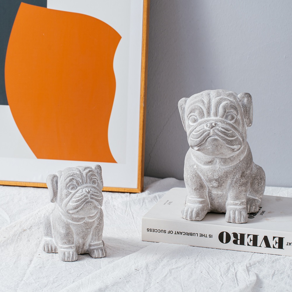 cute dog design cement home decoration animal shape cement decor ornament in Yoga looking