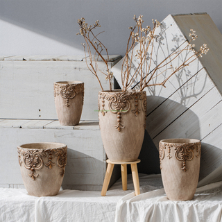 Custom Cheap Low MOQ Round Clay Hydroponics Small Plant Pots Decorative Cement Flower Pot Mini Indoor Planter