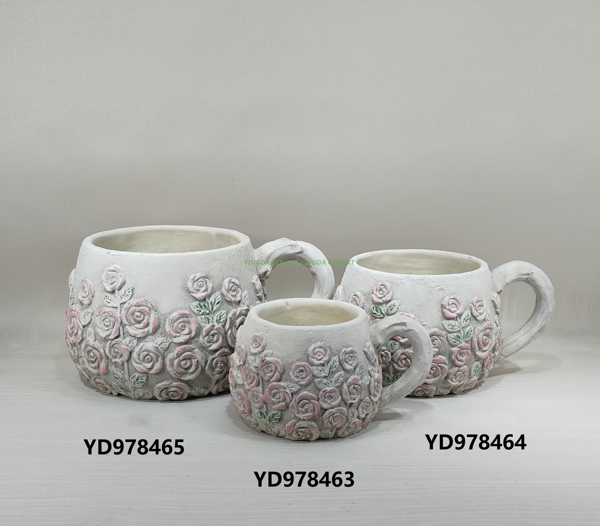 Rose Shape Planter Garden Flower Pot Container for Sale Elegant Gray Outdoor Cement Planters