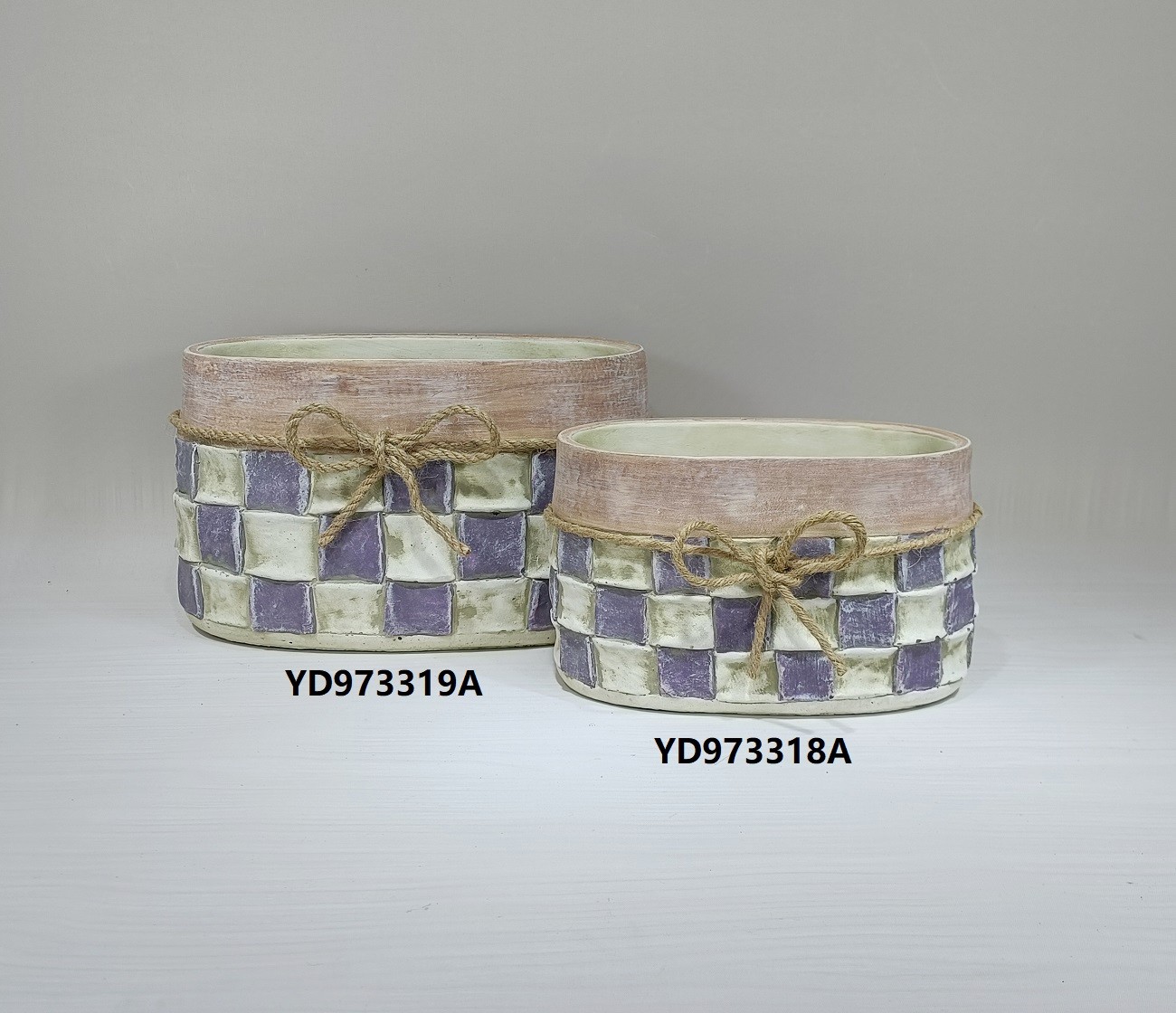 Wholesale european style check pattern garden decoration succulent plant pots indoor outdoor cement flower pots