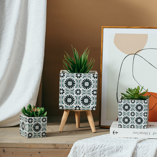 Factory custom retro small cactus planter pot matte succulent flower plant pots for home decoration