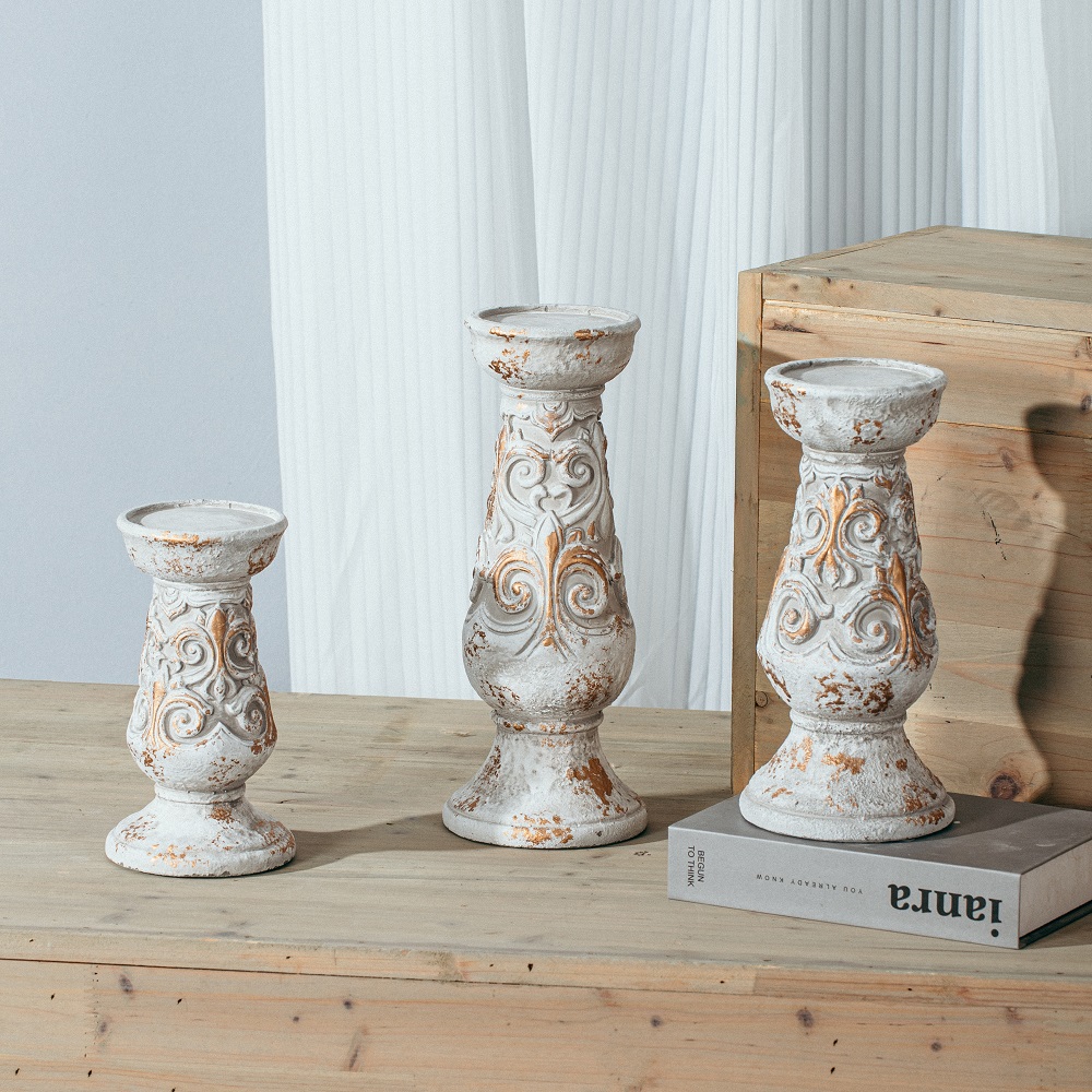 candle holder turquoise and gold concrete decorative candle holder