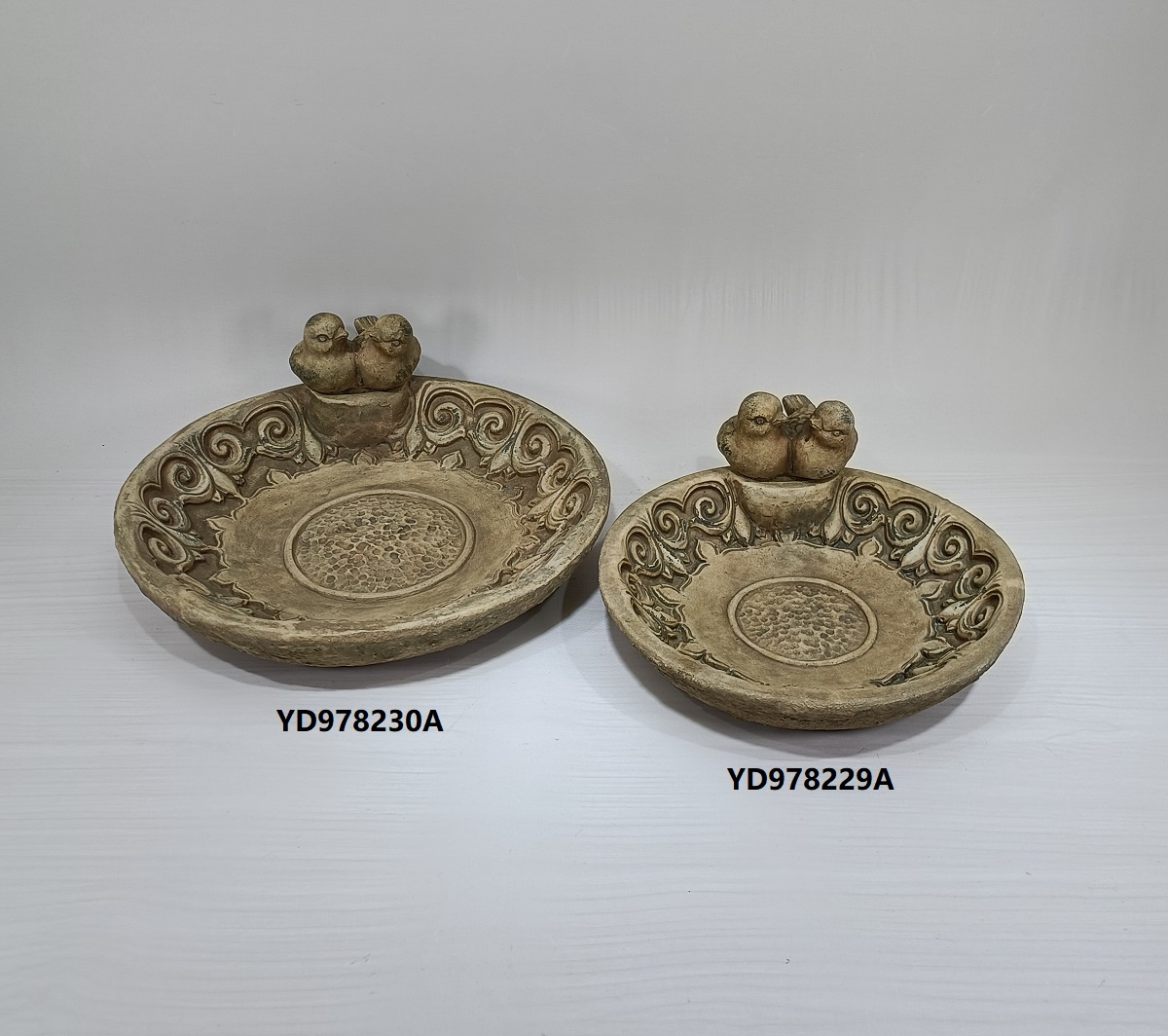 Creative design retro cement plates desktop decoration plate dish with bird decor