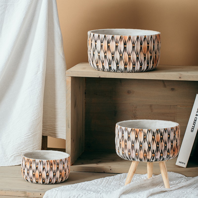 Unique decorative home goods cement bonsai pot luxury flower pot for home decor