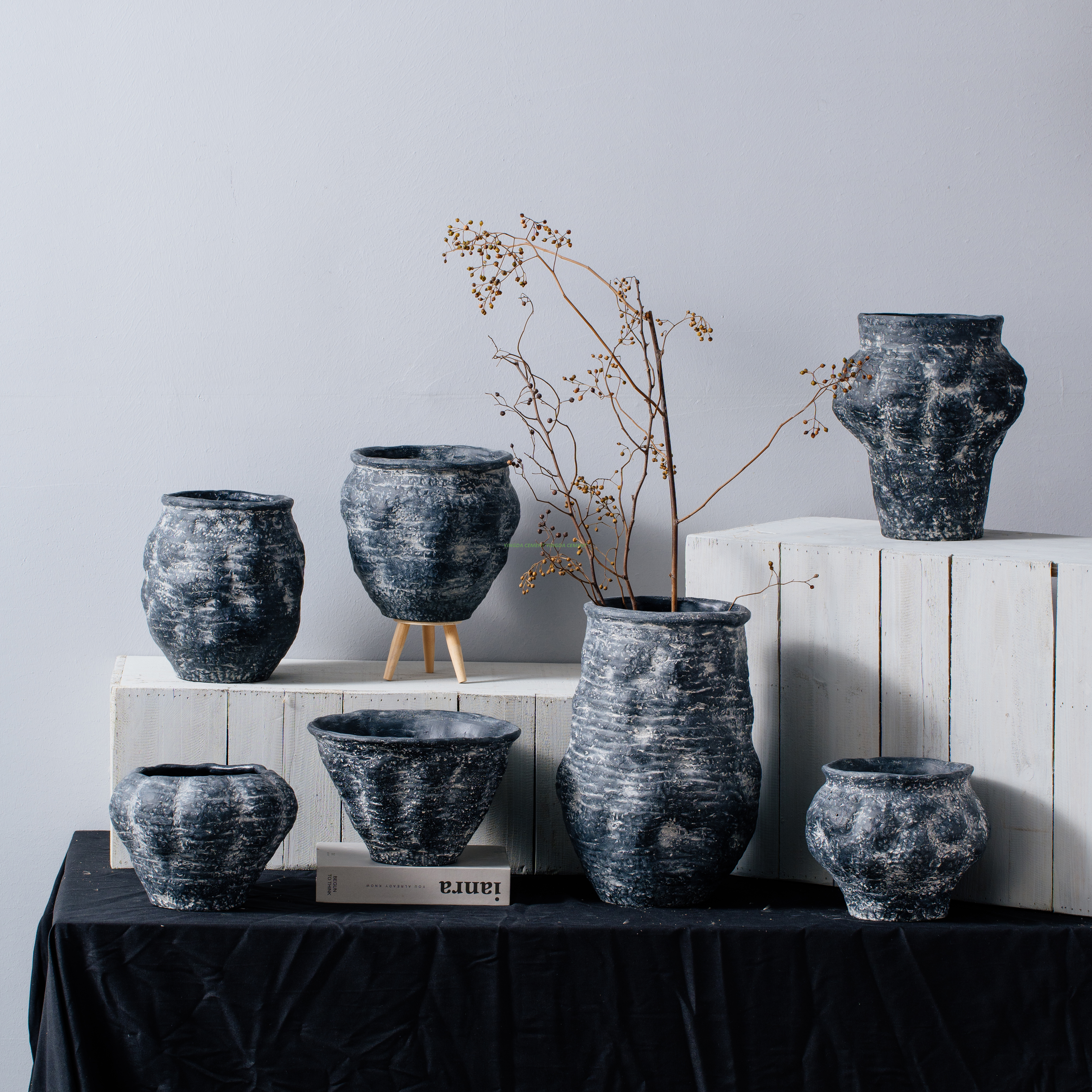 Vintage style large terracotta pottery vases home decor cement flower vase