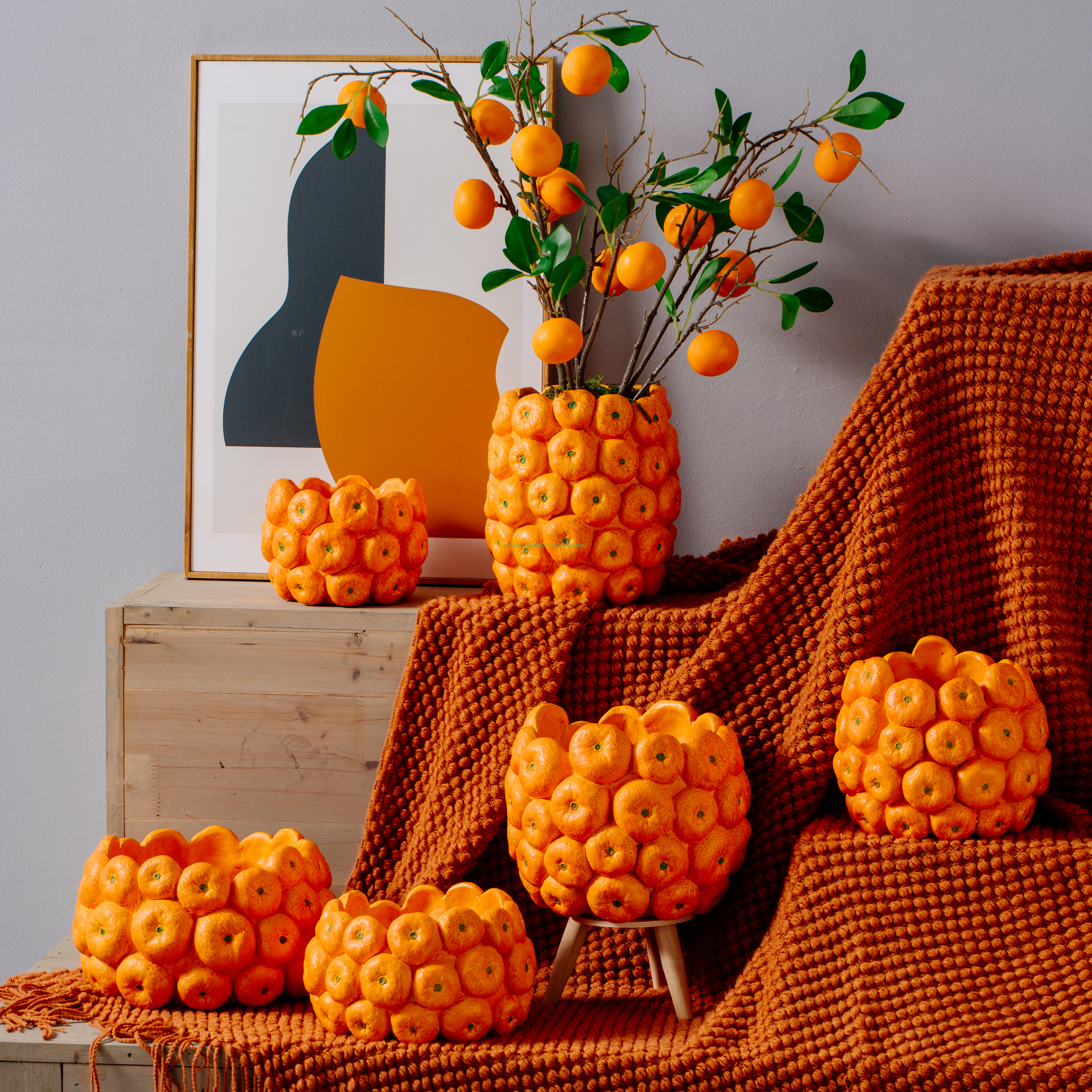 Handpainting Embossed Fruit Flowerpot Succulent Flowerpot Lovely Fruit Pattern Plant Flower Pot Planter