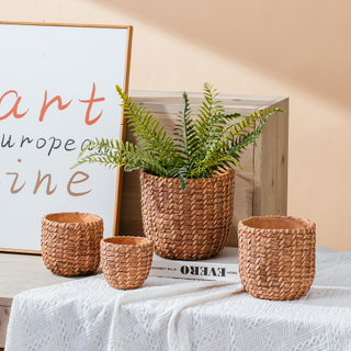 bamboo design cement flower pots garden decorative basket flower pot planter cement plant pots
