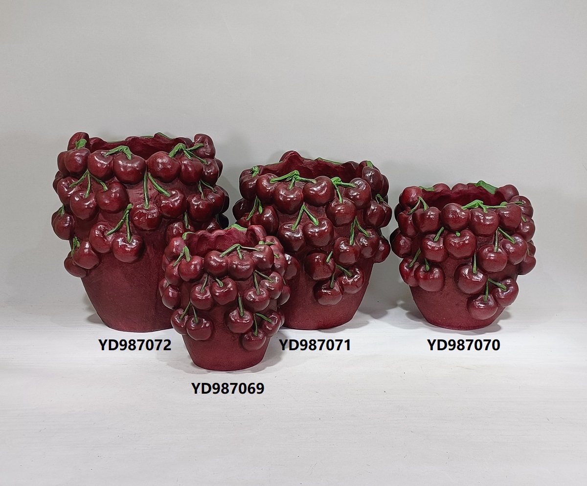 high quality fruits design cherry cement pot for home decor
