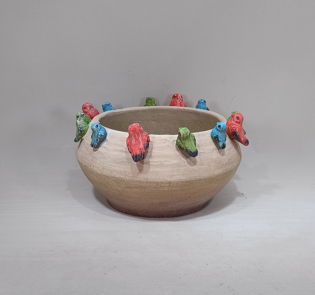 Many Birds embosses design home decorative concrete pots colorful cement flower pot