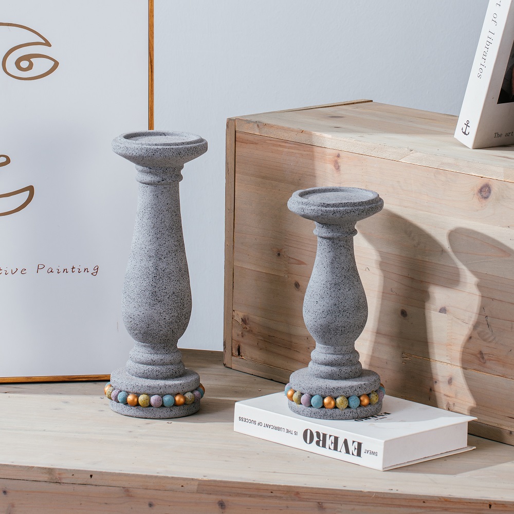 High quality desktop decorative cement candle holder unique tea light cement candle holder