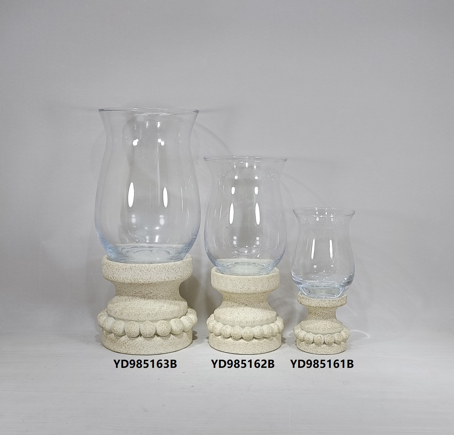 Creative home table top decoration cement tea light candle jar concrete candle holder with glass pot