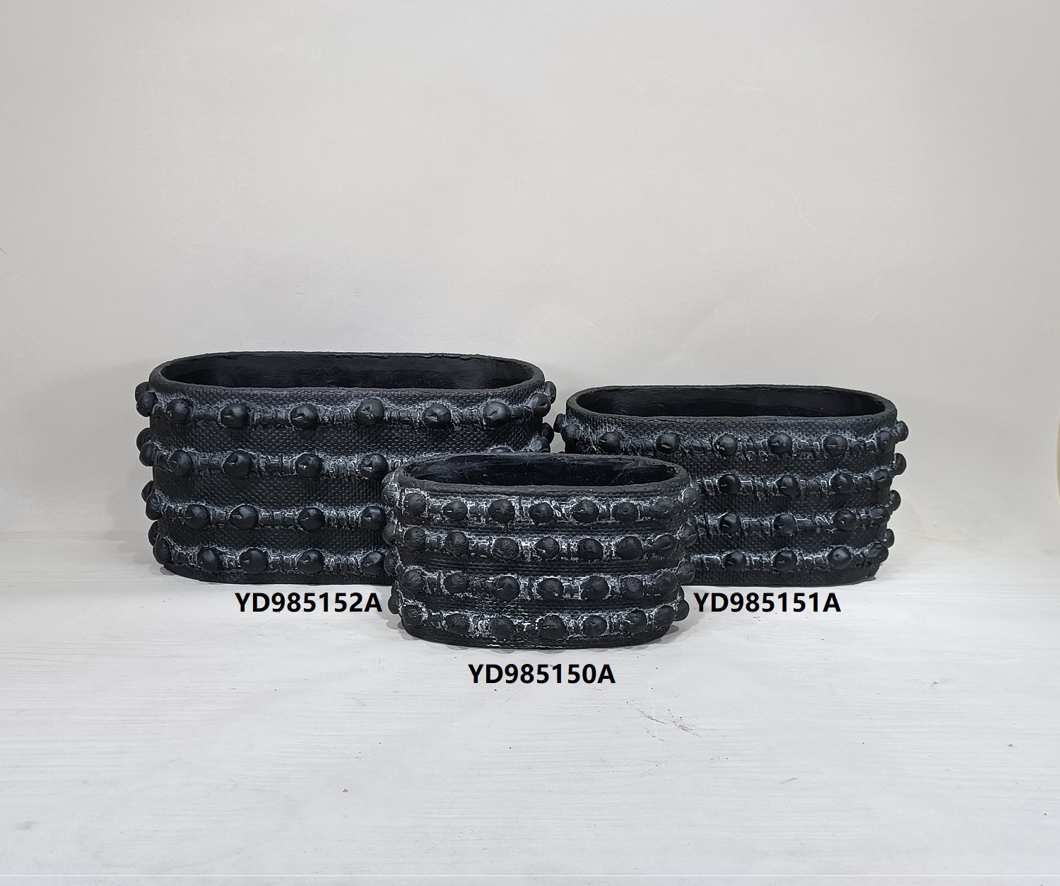 Oval shape cement bonsai pots home tabletop decor small flower pot